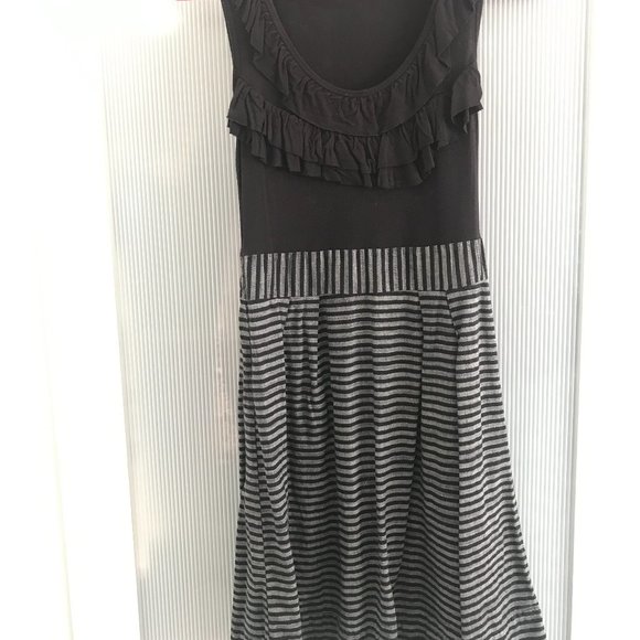 UNAVAILABLE ❌ Gray & Black Ruffle Striped Dress - Picture 8 of 10